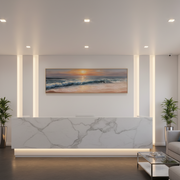 Framed Shore Landscape Printed Oil Painting Collection Featuring Hilly Shore, Sunset Shore, And Sunrise Shore Designs In Multiple Sizes