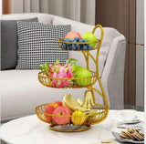 3-Layer Round Metallic Fruit Rack
