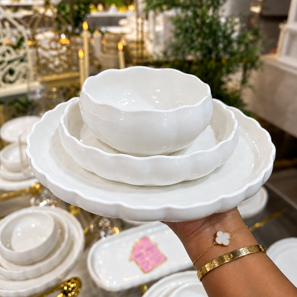 25 Piece Ceramic Dinner Set with Rectangular Platter