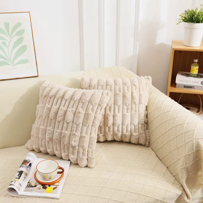 2Pcs Rabbit Fur Cushion Cover