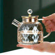 Champagne Diamond Texture Glass Kettle 1300ml