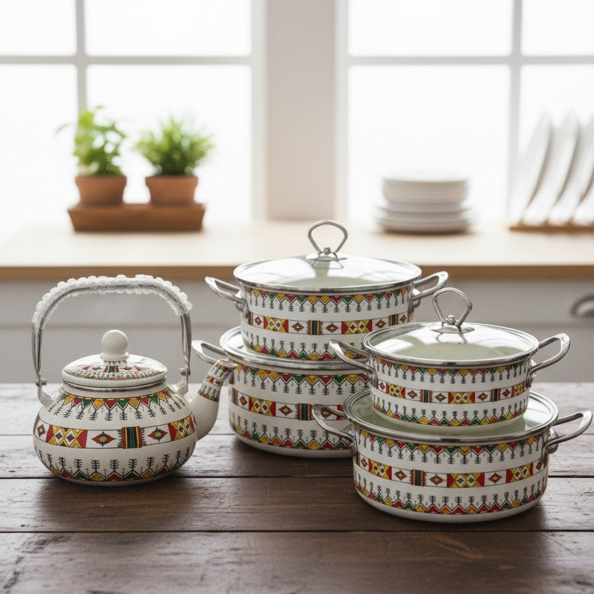 5Pcs Floral Cookware Set