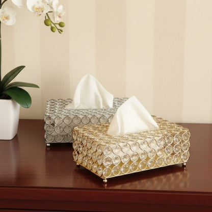 Sparkling Crystal Serviette Holder In Gold And Silver