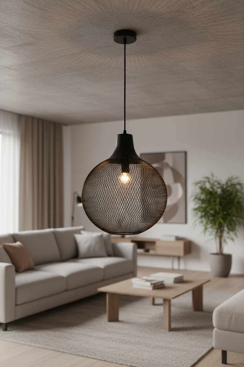 Matte Black Mesh Pendant Light-PL 7913-BK