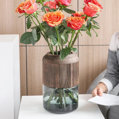 Glass Vase With Removable Wooden
