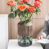 Creative Glass Vase With Removable Wooden Decorative  Touch