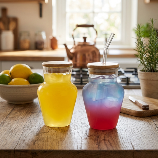 500ml Juice cup available in ribbed and plain design for drinking cold beverages like juice and smoothies