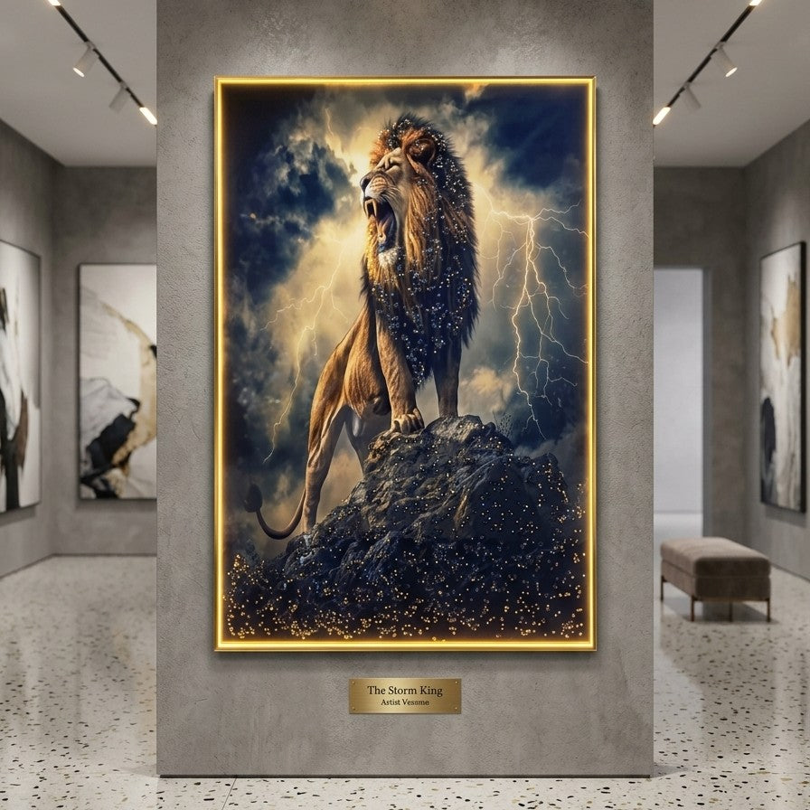 Decorative LED Crystal Majestic Lion Roaring Wall Art