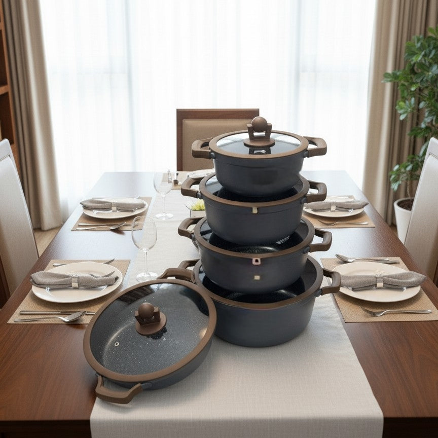 10Pcs Granite Cookware Sufuria Set With Glass Lids