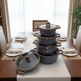 10Pcs Granite Cookware Sufuria Set With Glass Lids