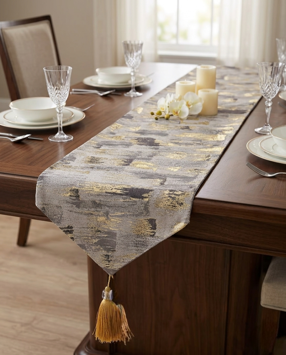 Abstract Picasso style table runner 33×180 cm for elegant dining table decoration