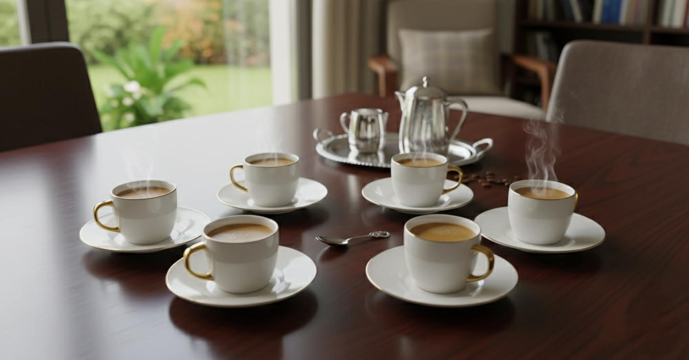 12 Piece Ceramic cup and saucer set 230ml