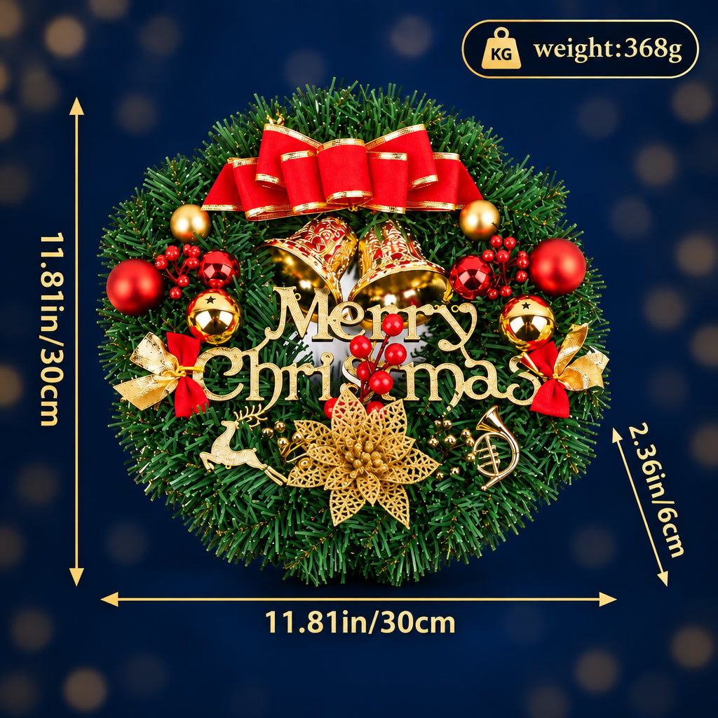 30cm Christmas Front Door Wreath Hanging Decoration