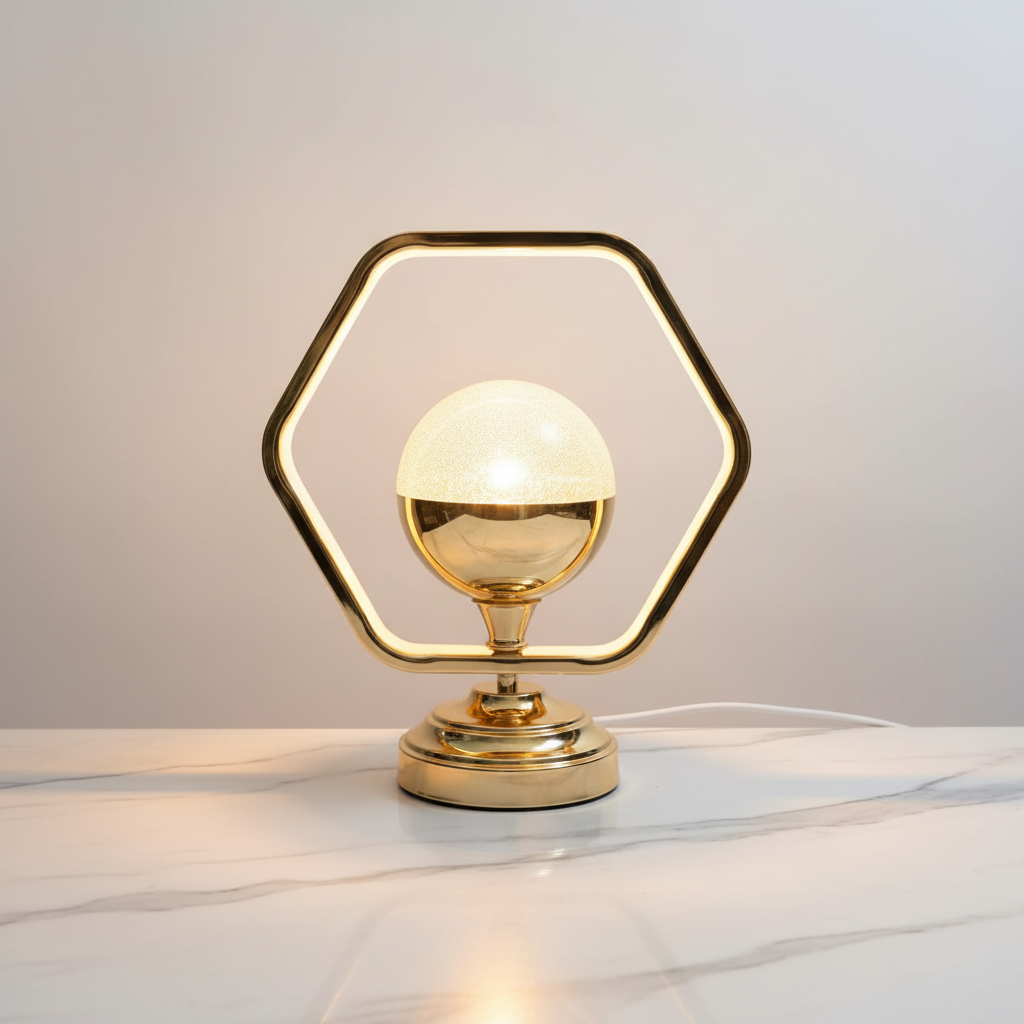 Modern Golden Frosted Glass LED Table Lamp