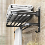 Double Layer Wall Mounted Towel Rack with Hooks