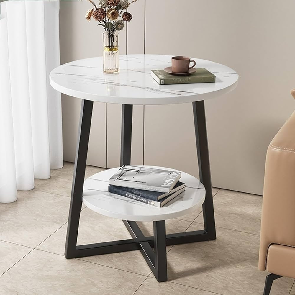 2-Layer Round Metal Frame Table