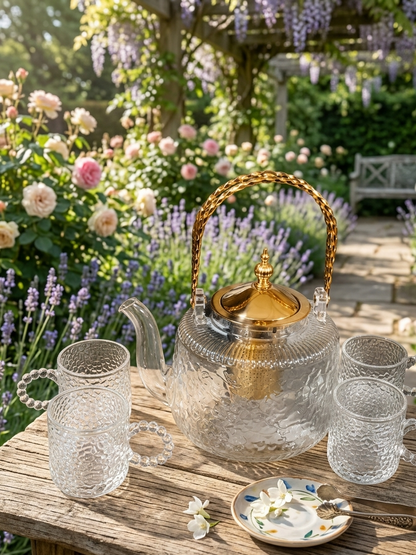 1.28L Borosilicate Glass Tea Pot Set With Infuser