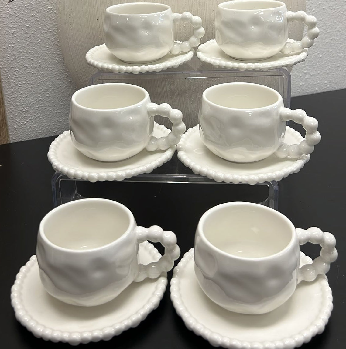 36 Piece Pearl Rim White Ceramic Dinnerware Set