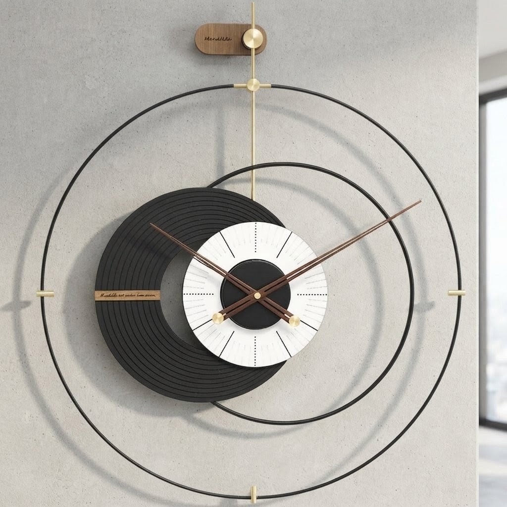 Abstract Wall Clock Black 60 × 60 cm