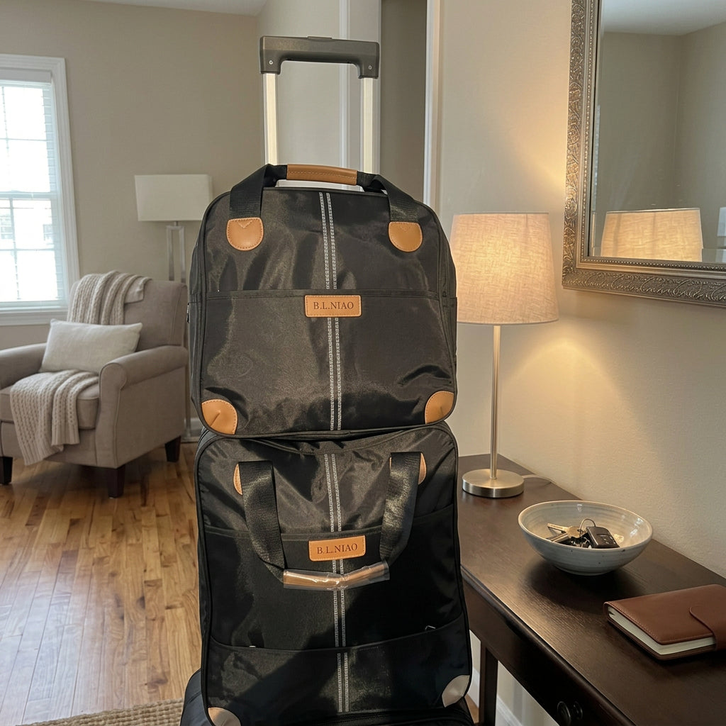 Black: 2 in 1 trolley travel bag set in black, 45 × 21.5 × 39cm and 37 × 27 × 17cm, available in Nairobi, Kenya.