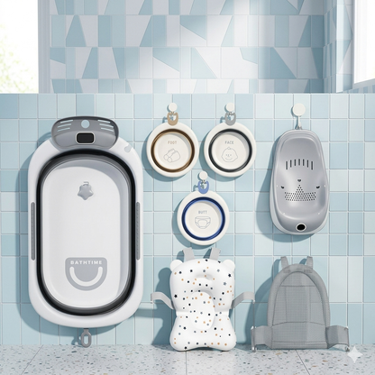 7 In 1 Foldable Baby Bathtub Set With Built In Thermometer