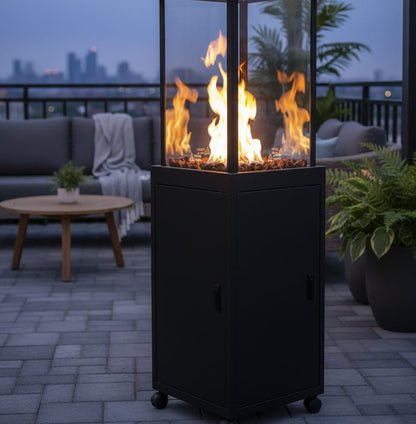 Firepit Glass Patio Outdoor Gas Heater with Visible Flame