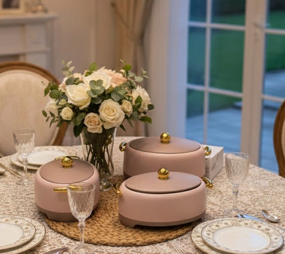 3pcs Gold Insulated Hotpots Set