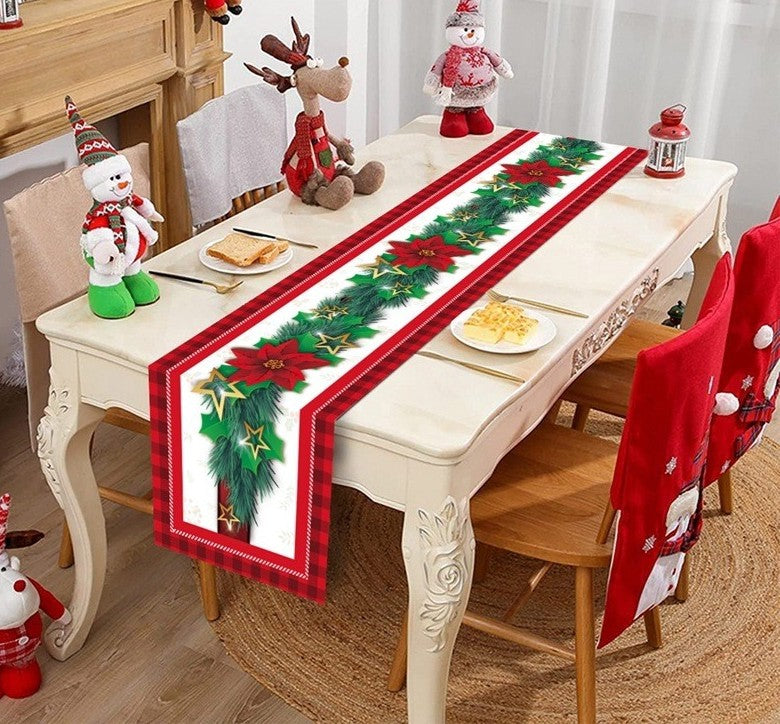 Christmas Santa Snowflake Table Runner