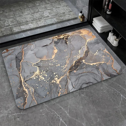 Bath Mat – Black Gold Marble, 48×78 cm