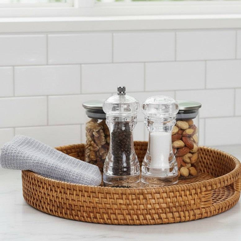 Round Rattan Serving And Decor Tray