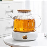 High Borosilicate Ribbed Glass Teapot