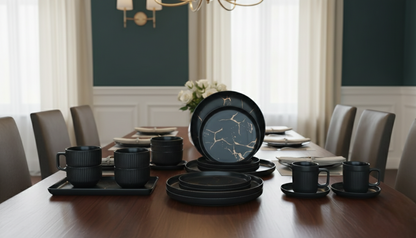 32Pcs Matte Stoneware Marble Finish