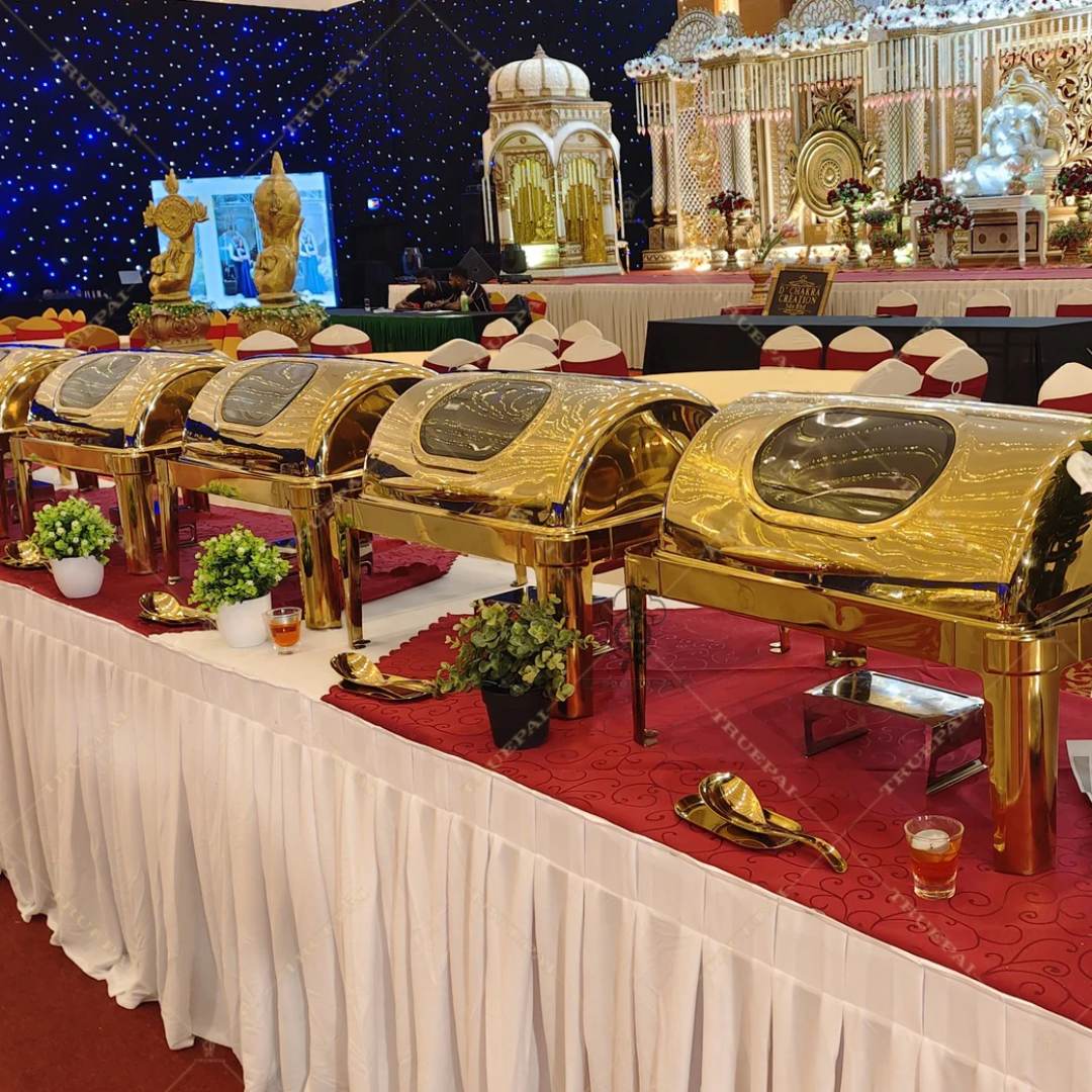 Roll Top Gold Rectangle Chafing Dish – Double