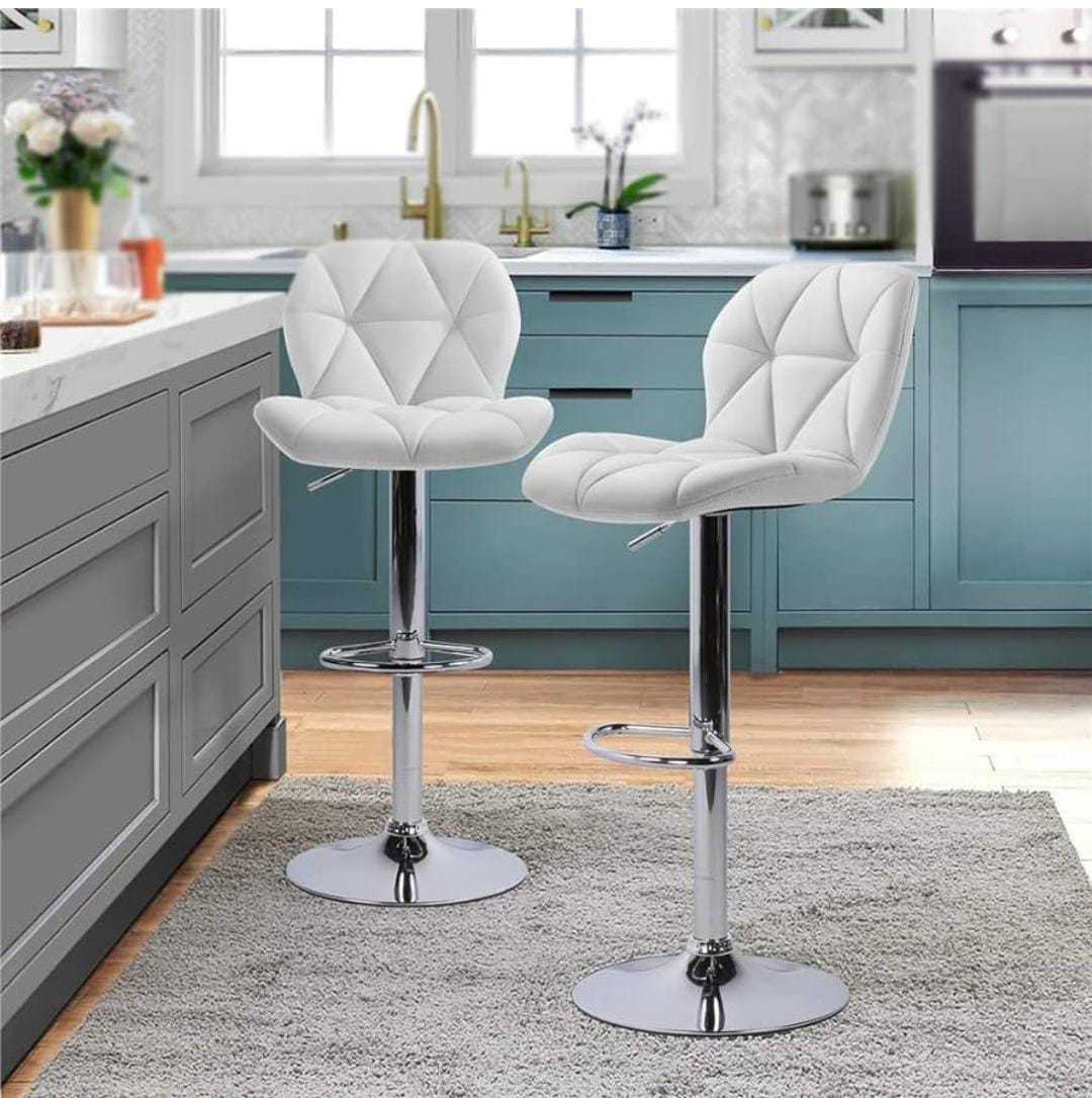 Modern upholstered bar stool with adjustable height and 360 degree swivel