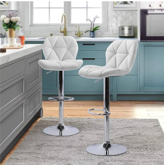 Modern upholstered bar stool with adjustable height and 360 degree swivel