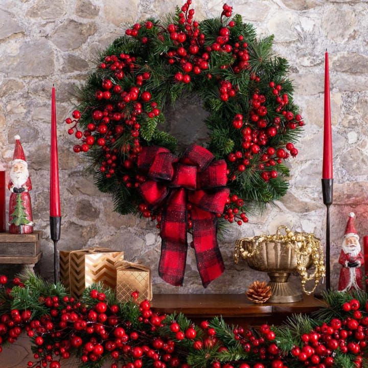 Christmas Red Teardrop Wreath Front Door Hanging