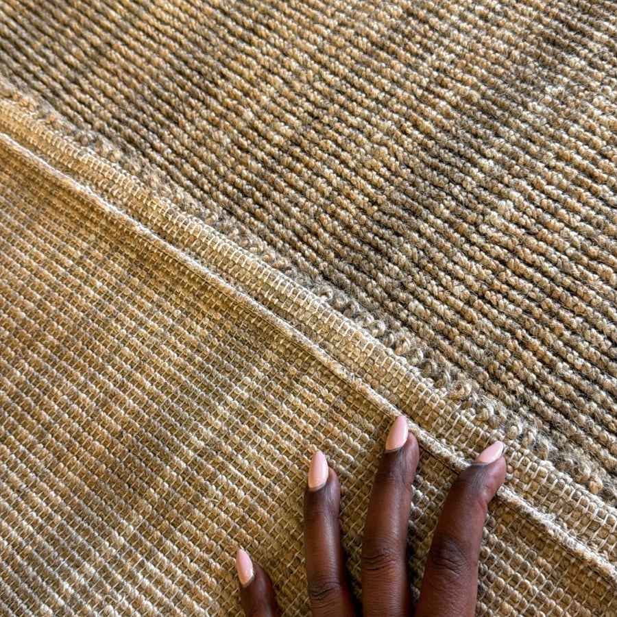 Timeless Woven Jute-Look Corridor Runner Rug - Natural Beige Textured KBLOOM04 #T01