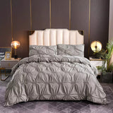 3Pcs Double Pinch Pleat Duvet Cover Set