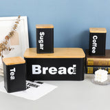 Bread Bin With 3 Canister Set – Bamboo Lid