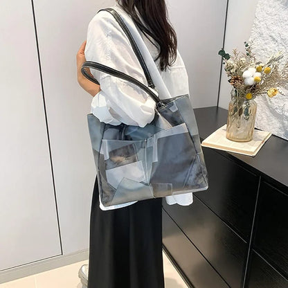 Shoulder Bag, Geometry Pattern Solid Colour 31x11.5x28.5cm 