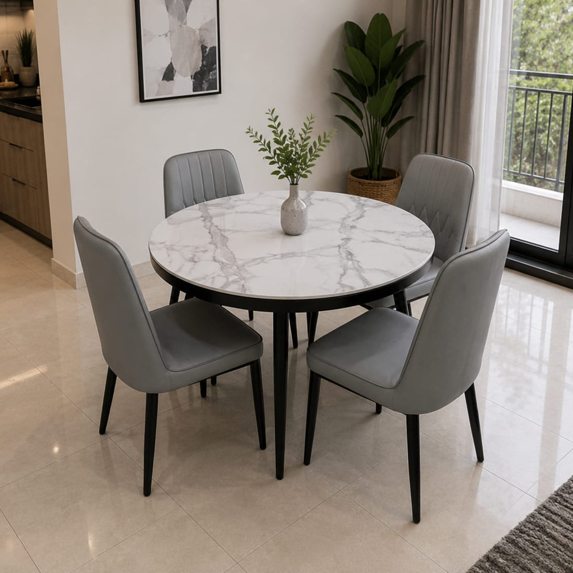 4-Seater Dining Table Set With 4 Chairs