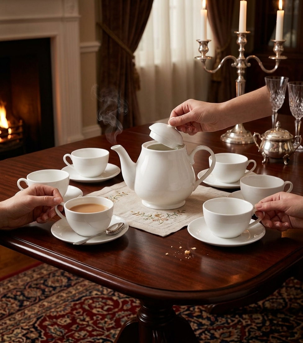 12 Piece Tea Set With Kettle, Cups And Saucers
