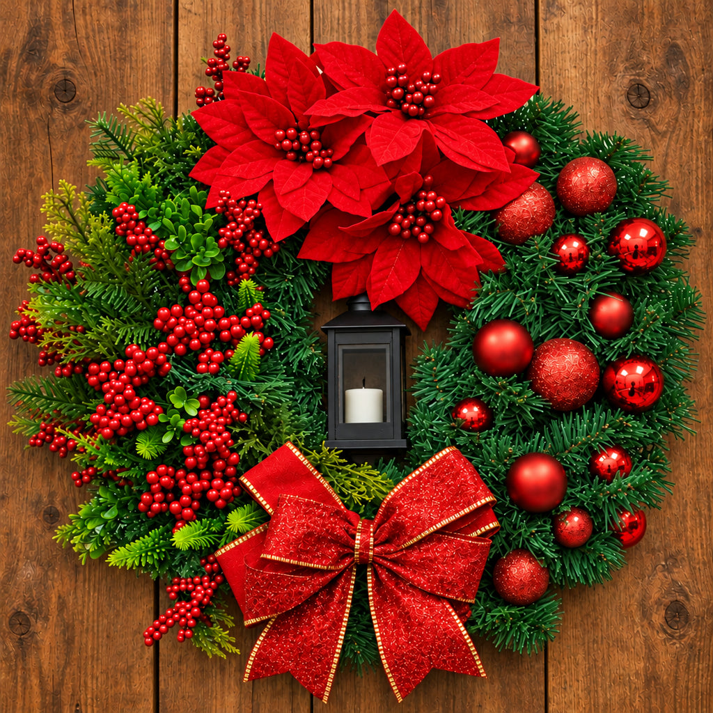 35cm Christmas Wreath With Lamp