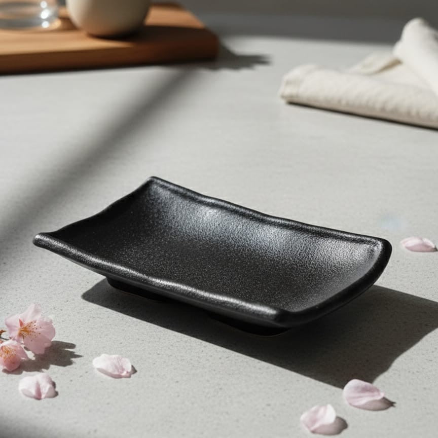 Stoneware Rectangular Black Plate