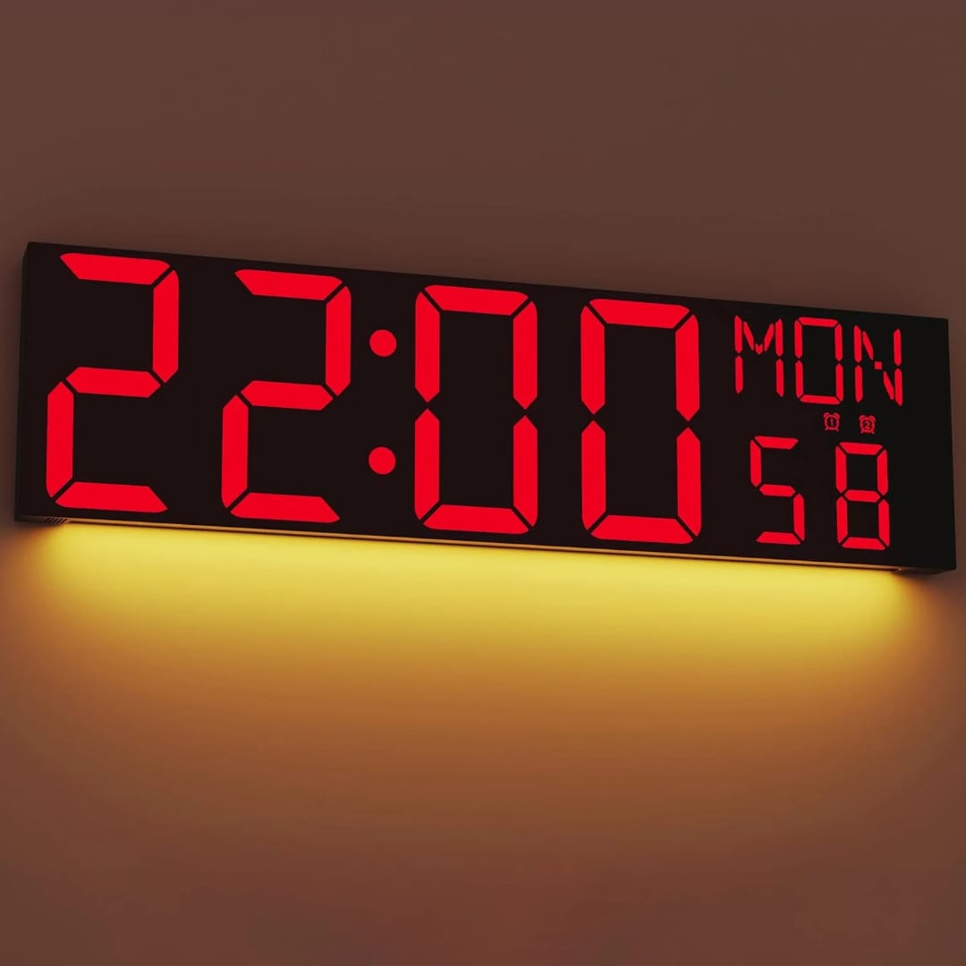 30 inch LED digital alarm clock with bright red display