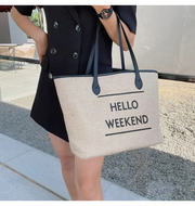 Hello Weekend Business Casual Tote Bag 30x17x40cm – Chic Stylish Handbag for Work Travel and Daily Use
