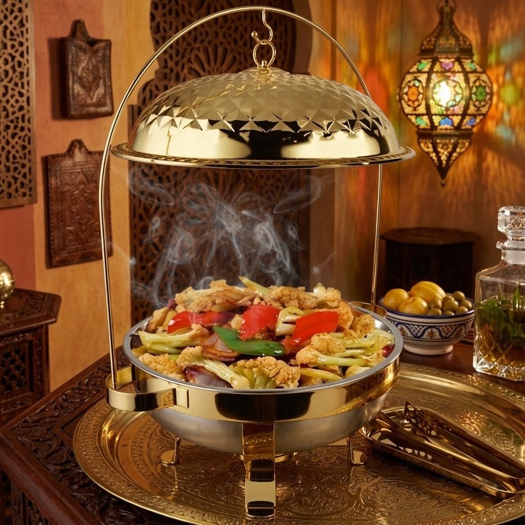 8L stainless steel chafing dish with lid hanger, buffet food warmer for serving hot meals