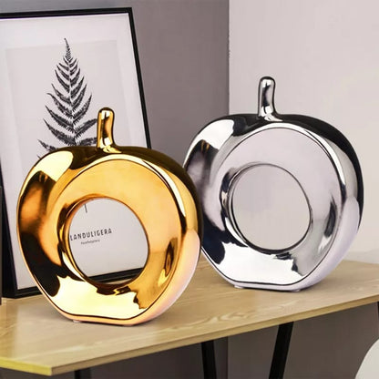 Ceramic Nordic apple ornament décor in gold and silver for modern home decoration
