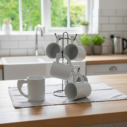 Set of six modern solid cups for drinkware.