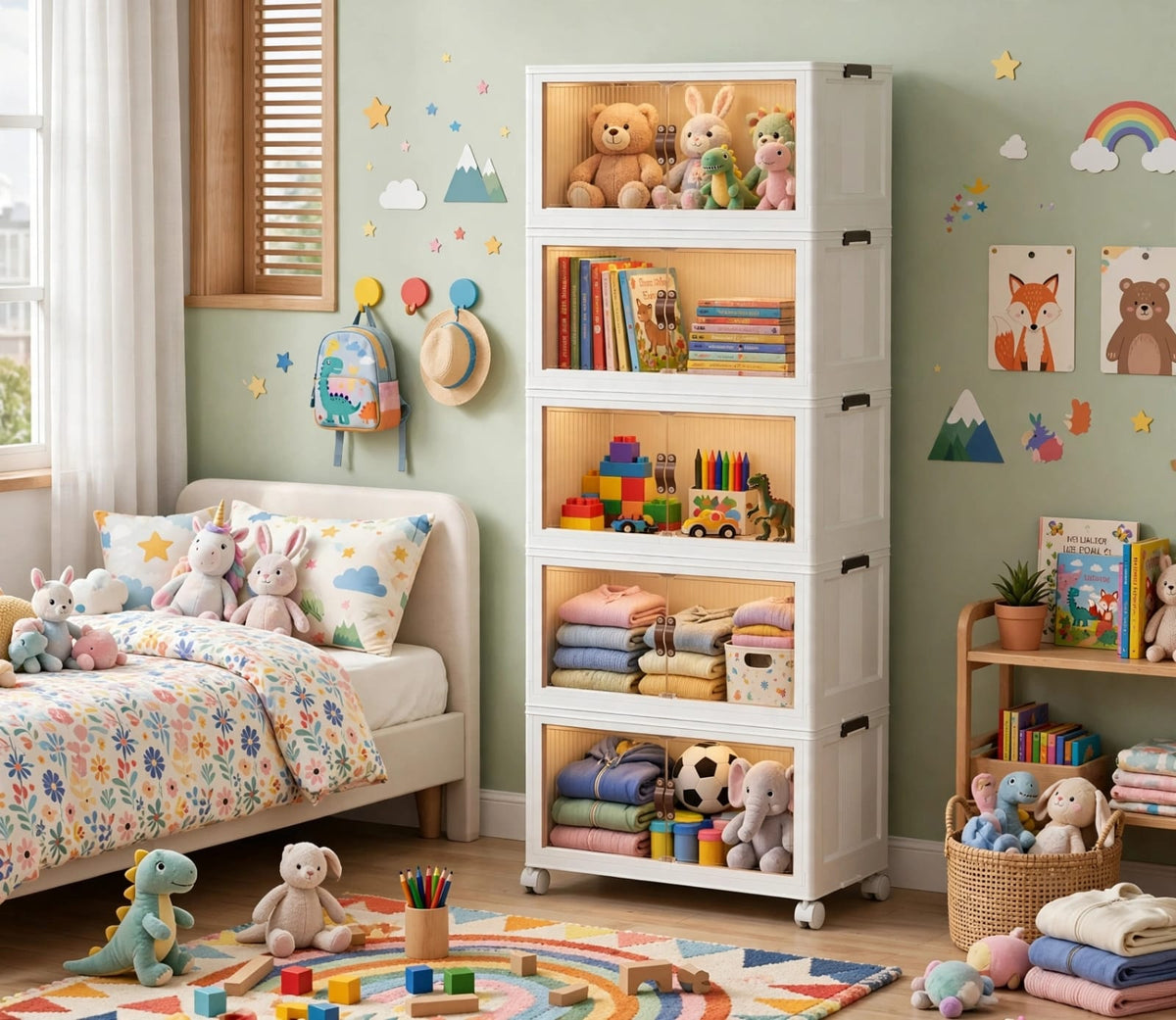 5 Layer Foldable Storage Cabinet 50 × 32 × 140cm